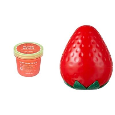 TONYMOLY Watermelon Dew All Over Body Sugar Polish, Korean Skincare, All Skin Types, 10 oz + Strawberry Hand Cream, Lightweight & Hydrating Hand Moisturizer, 1.05 oz