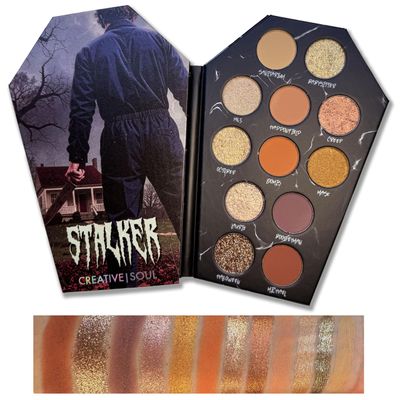Creative Soul Cosmetics Stalker Eyeshadow Palette, Horror Gift Idea, Horror & Halloween Makeup, Highly Pigmented & Blendable, Spooky Eyeshadow Palette, Creamy Sparkly Glitter Eye Shadow