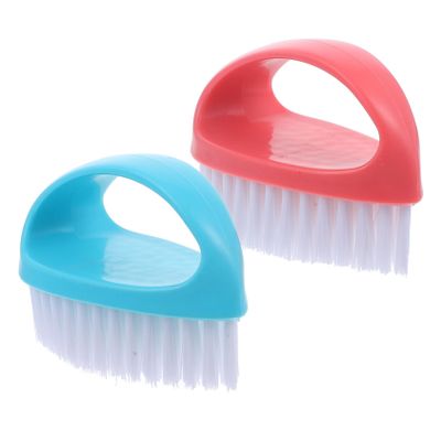 EPIGEIST 2Pcs Portable Nail Cleaning Brushes Candy Color Fingernail Scrubbers for Manicure Nail Art Durable Material Design for Effortless Cleaning and Toes Nordic Blue Pink