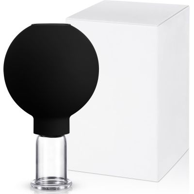 Nuanchu Facial Cupping Cup Black Glass Face Cup Silicone Cupping Massage Vacuum Suction Mug for Body Face Leg Arm Back Shoulder Muscle and Joint Pain(0.65 Inch Diameter)