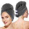 SUNLAND Microfiber Hair Towel Wrap, Hair Drying Towel with Button, Hair Turbans for Wet Hair Head Towel to Dry Hair Quickly 2 Pack view 1