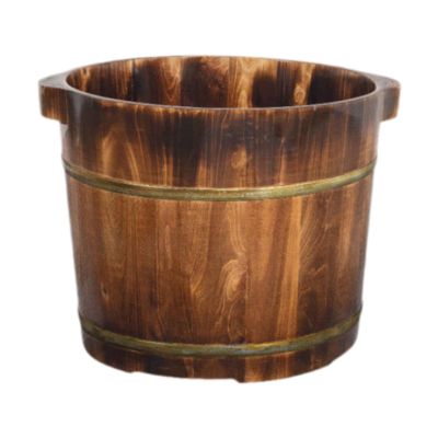 DimyFew Wood Foot Bath Tub Footbath Basin Deep Gifts Multiuse Comfortable Sauna Feet Tub Foot Wash Bucket for SPA Bathroom Home Use, Color B 30cm