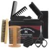Beard Brush Beard Comb Set for Men, 7 IN 1 Facial Hair Grooming Kit with Boar Bristle Beard Brush, Wood Beard Comb, Silicone Soft Cleaning Brush, Mustache Scissors, Travel Foldable Beard Brush Comb view 1