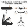 Beard Brush Beard Comb Set for Men, 7 IN 1 Facial Hair Grooming Kit with Boar Bristle Beard Brush, Wood Beard Comb, Silicone Soft Cleaning Brush, Mustache Scissors, Travel Foldable Beard Brush Comb view 4
