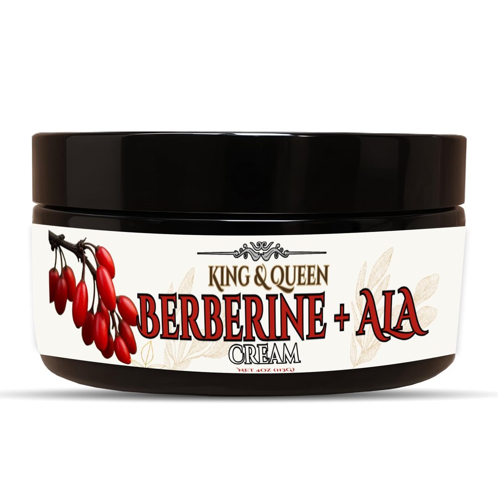 Berberine + ALA Metabolic Support Cream Weight-Management & Carb-Control Topical | Berberine 98% Alpha Lipoic Acid Cinnamon Chromium Magnesium | 4 oz King & Queen Wellness