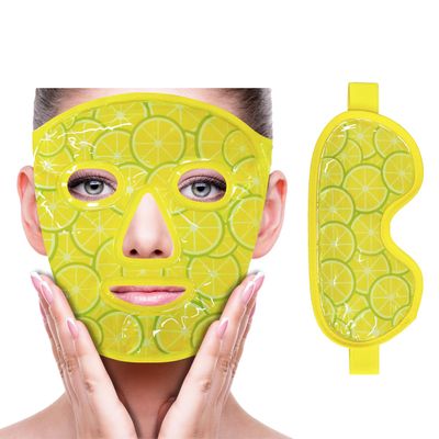 ZNCUETD Face Eye Mask Ice Pack for Reducing Puffiness, Bags Under Eyes, Puffy Dark Circles, Migraine,Hot/Cold Pack with Soft Plush Backing (Lemon Yellow)