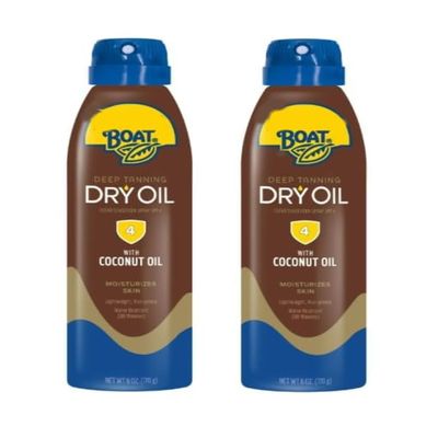 Bananas B'oat Deep Tanning Dry Oil Clear Spray Sunscreen SPF-4, Lightweight & Non-Greasy, 6 fl oz (2 Pack)