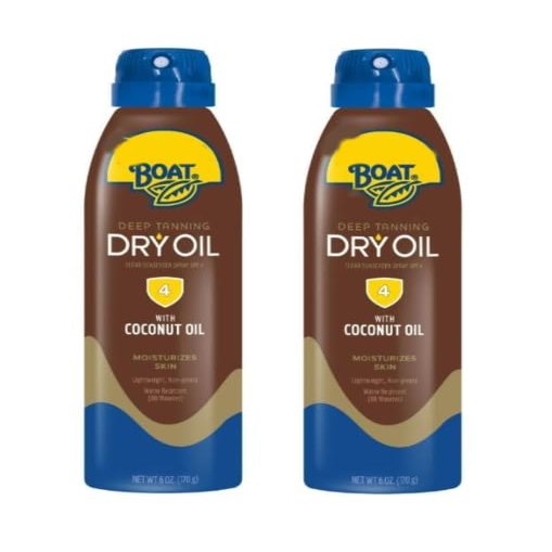 Bananas B'oat Deep Tanning Dry Oil Clear Spray Sunscreen SPF-4, Lightweight & Non-Greasy, 6 fl oz (2 Pack)