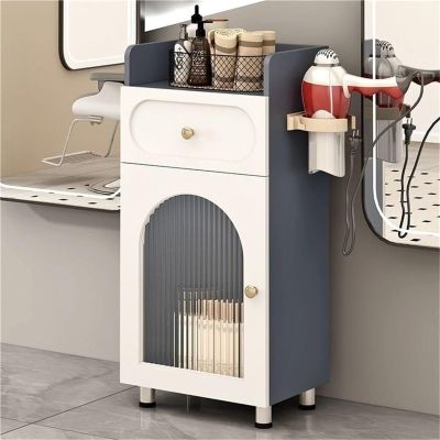 Salon Station with Rack Barber Storage Cabinet with Drawers and Shelves Makeup Storage Rack for Stylists Spa Home Space Saver(Gray)