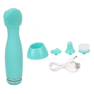 Electric Silicone Face Cleansing Brush Remove Blackheads Dead Skin Facial Machine Green for Skin Care Routine