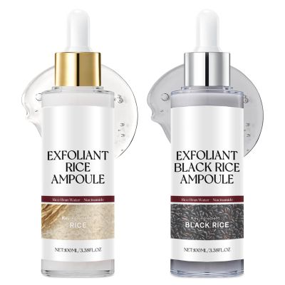 Peel Shot Glow Rice Ampoule Duo, 2025 New White And Black Rice Exfoliant, Soft Exfoliating Face And Body Scrub, Peel Shot For All Skin