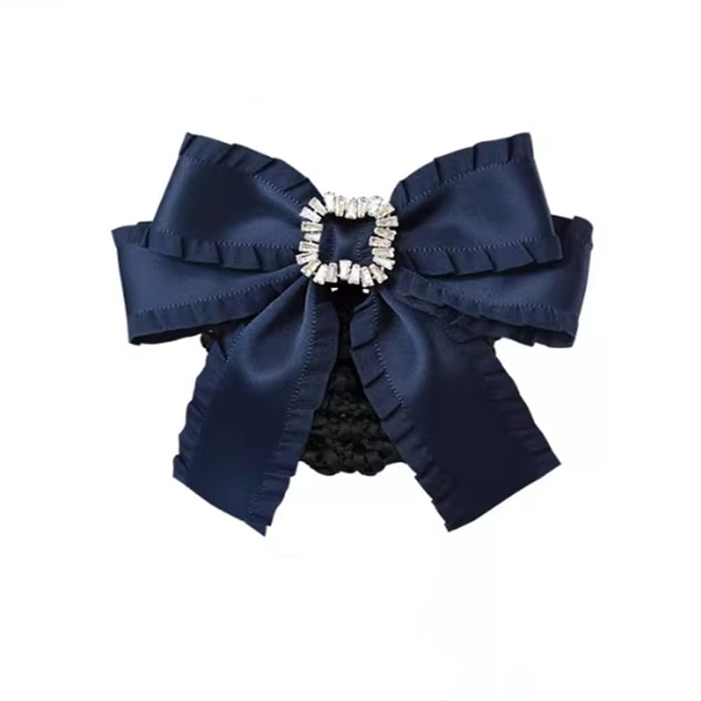 DNHPSMYI Women Hair Net Hair Clip Bow Headdress for Stewardess Banks Hotels Restaurant Staff(Blue,Style 1)