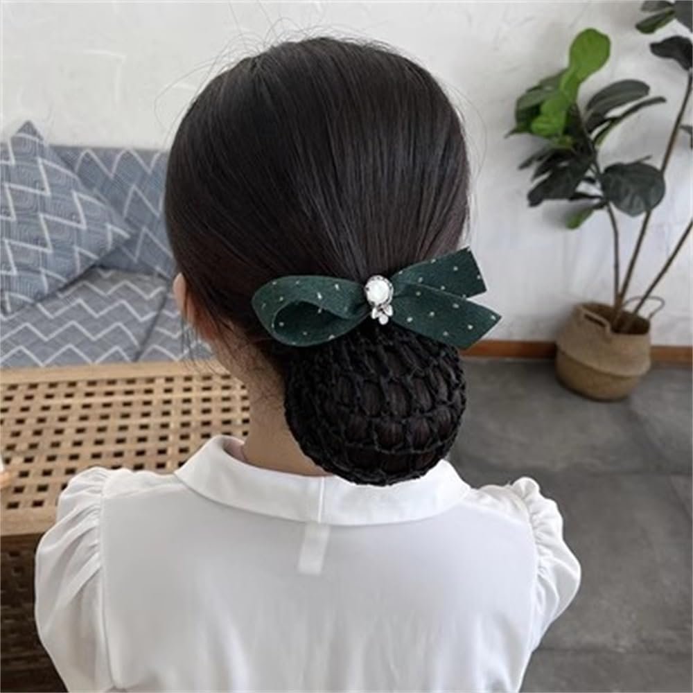 DNHPSMYI Women's Updo Hair Bow Hair Net Work Headdress Hair for Stewardess Banks Hotels Restaurant Staff(Colour 5)