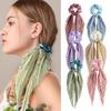 FWJUNHUYC Handmade Crease Large intestine Hair tie Vintage Streamer Women's Ponytail Hair tie Hair tie Hair Rope Hair Ornament view 2