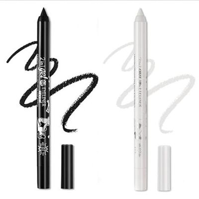 Colored Gel Glitter Eyeliner Pencils Pen Set, 2 Pcs Eyeliner Waterproof Lip Liner Eye Shadows Eyebrow Pencils Pen Eye Makeup (01 Black & 02 White)