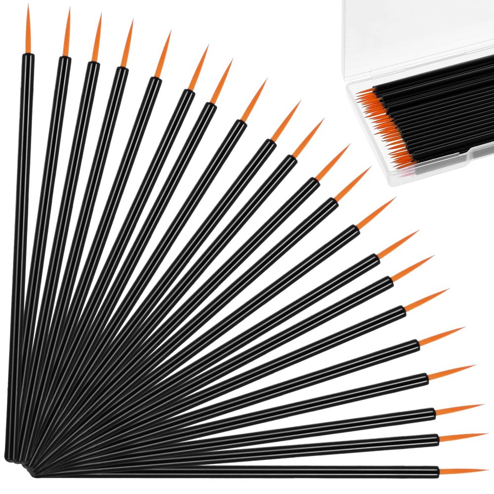 100 Pack Disposable Eyeliner Brushes,Eye Tool Applicator, Eyeliner Brushes Fine Point Eye Liner Applicator Tool Ultra-Fine Cosmetic Point Eyes Liner Brush Makeup Brush Tools for Women (Black-Yellow)