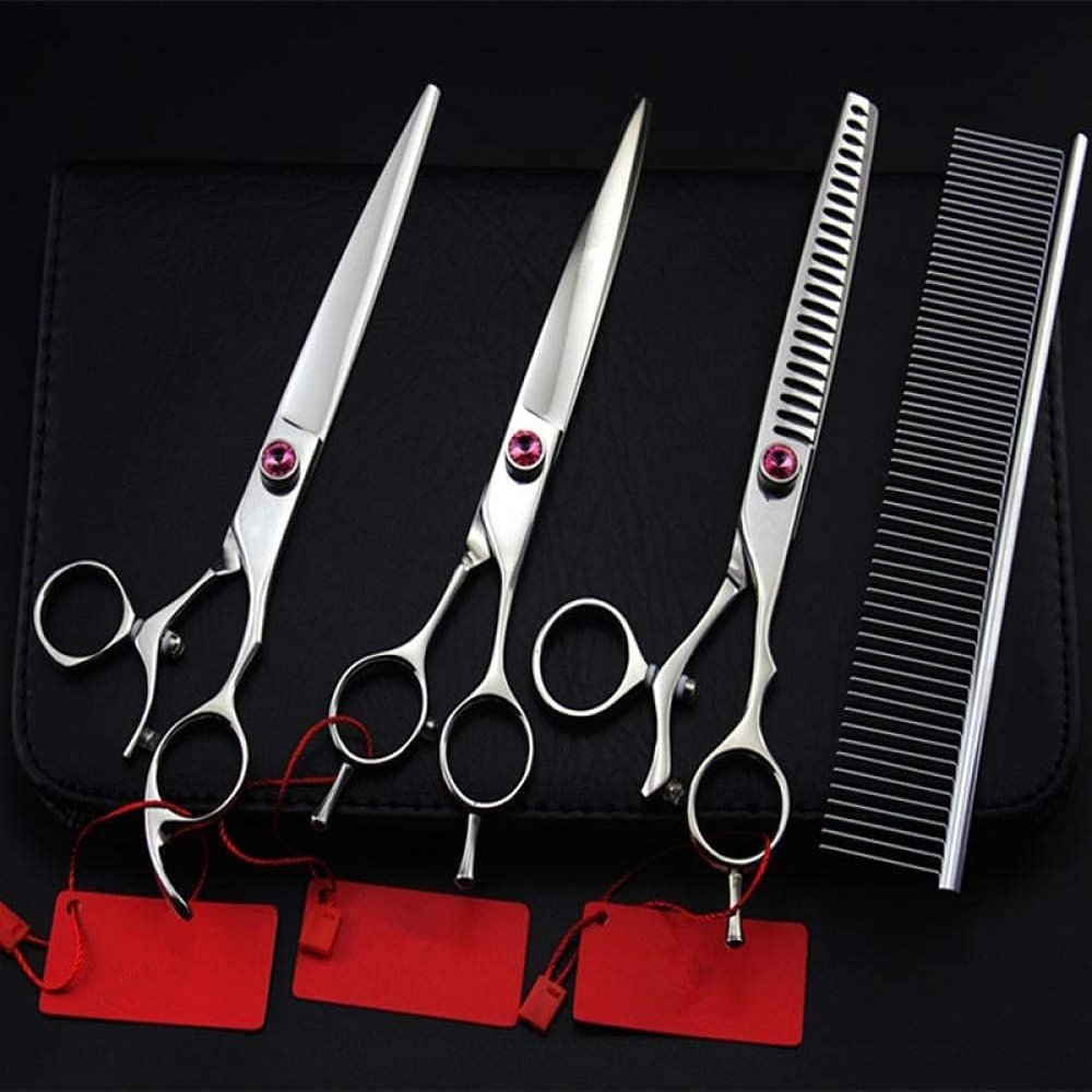 4 Kit Rotation 7.5 Inch Pet Dog Grooming Hair Scissors Cutting Shears Thinning Barber Hairdressing Scissors Set