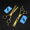 Gold Professional High-End Hairdressing Scissors 5.5/6.0 inch Personality Set Adjustment Button High-end 6Cr Steel Stylist Barber Scissor Dilution Shear Home,Gold,6.0 Inch Set(5.5 Inch Set) view 2