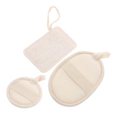3Pcs Natural Loofah Face Scrubbers for Men Gentle Exfoliating Pads for Daily Use Convenient and Portable Facial Cleansing Safe Loofah Fibers for Healthy Skin