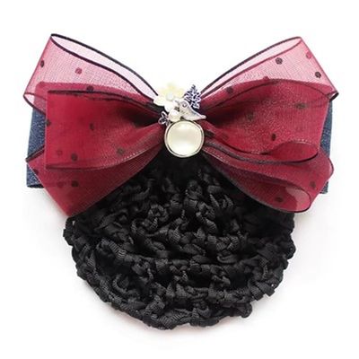DNHPSMYI Women's Work Plate Hair Net Nurse Bank Flight Hair Clips for Stewardess Banks Hotels Restaurant Staff(Colour 4,Style 1)