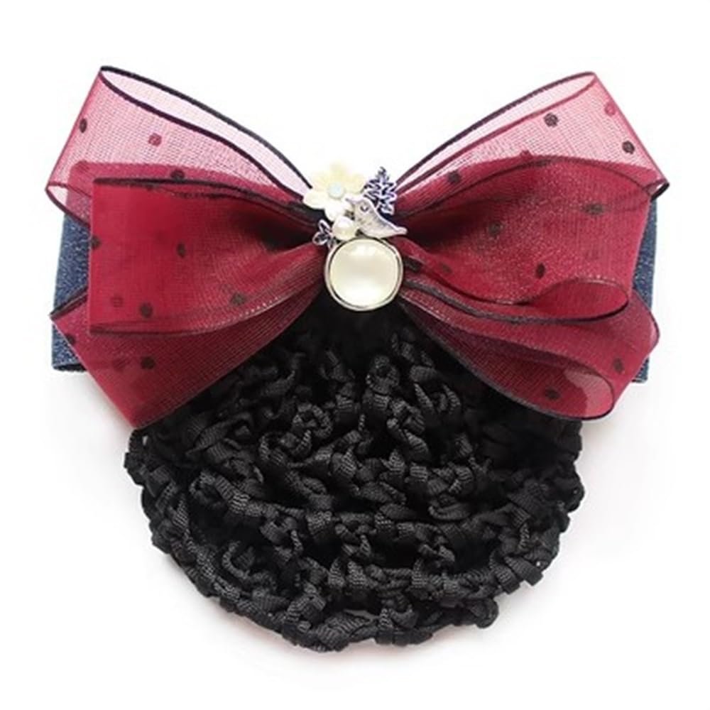 DNHPSMYI Women's Work Plate Hair Net Nurse Bank Flight Hair Clips for Stewardess Banks Hotels Restaurant Staff(Colour 4,Style 1)