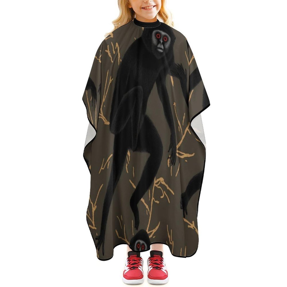 Black Gibbon Monkey Hair Cutting Cape Anti-Static Professional Hairdressing Salon Capes Lightweight Barber Cape For Professional Stylists And Home Use 47.6 X 40.5 Inches