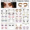 24PCS Halloween Makeup Glow in the Dark Eye Shadow Temporary Tattoos Eyeliner Tattoo Spider Web Bat Cat Ghost Design Fake Tattoos for Women Girls Men Face Eye Cosplay Halloween Party Supplies view 2