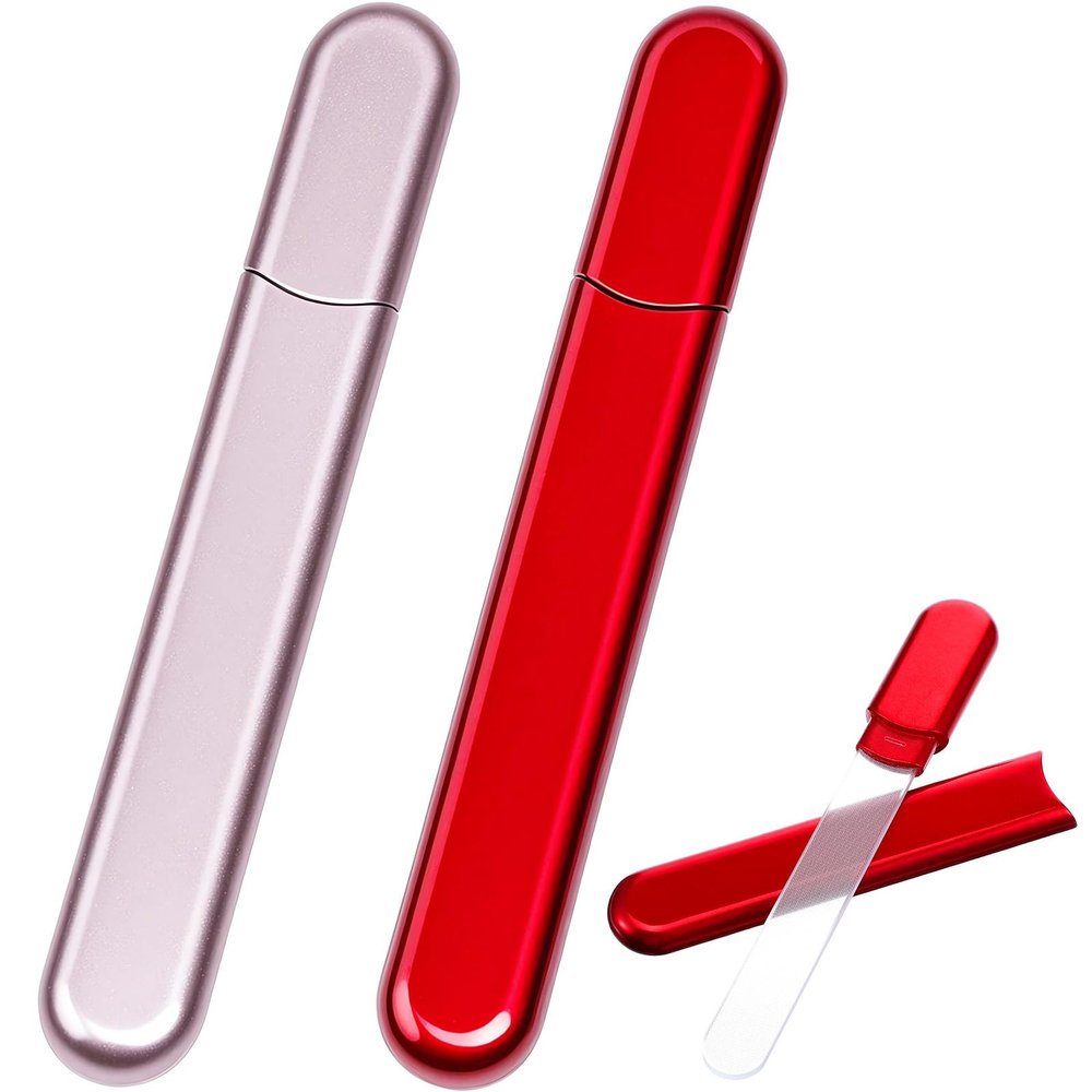 2Pcs Nail Buffer for Natural Nails Glass, Nail Buffers with Case Crystal Nails Files Shaping Nano Fingernail Files for Natural and Acrylic Home Salon Use Christmas Gift for Woman and Man