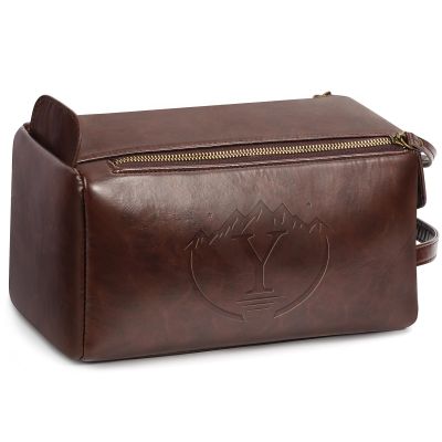 BagUrshion Personalized Toiletry Bag for Men,Initial Mens Toiletry Bags for Traveling,Men Travel Toiletries Bag,PU Leather Shaving Bag for Toiletries Accessories kit,Dark Brown Y
