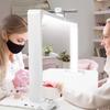 AOXDWGE 33.5" Foldable Nail Desk Lamp, 456LEDs 3350LM Half Moon Light for Nail Desk with Phone Holder, 3 Color Modes 3000K-6000K Professional Manicure Table Lamp for Nail Tech Salon view 1