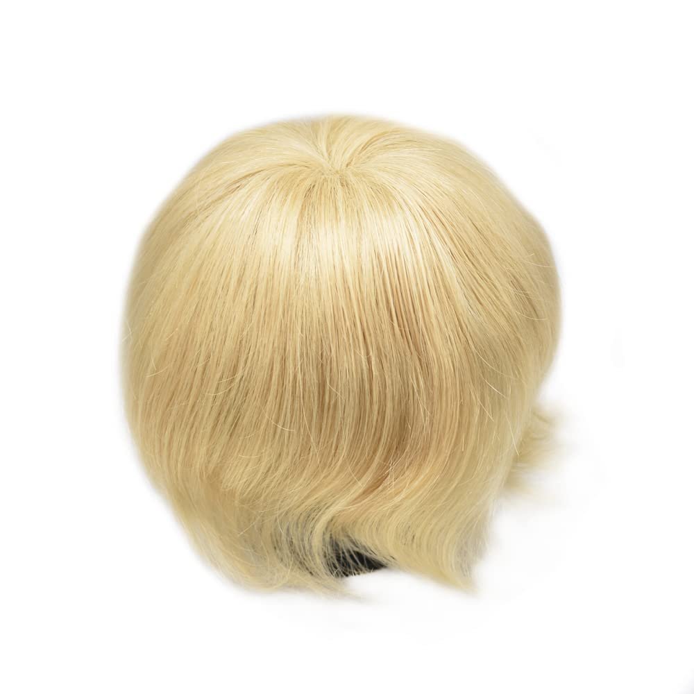 Toupee For Men Human Hair Piece Replacement Systems Full Injected Pu Mens Toupee Hairpieces Durable Thin Skin Pu Hair System for men 7x9" #22R Light Blonde-130% Medium Density