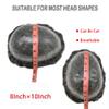Toupee for Men Hairpiece Mens Hair Replacement System Full Injected PU Durable Skin Mens Toupee Wig Soft Human Hair Piece for Men Grey 7"x10" #1B50 Off Black+50% Gray-130% Medium Density view 4