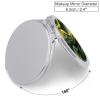 BSCKKDMN Portable Travel Makeup Mirror Folding Cosmetic Compact Mirror with 2 X 1x Magnification Green Silk Fabric Mini Pocket Mirror for Women Ladies Purses view 2