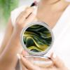BSCKKDMN Portable Travel Makeup Mirror Folding Cosmetic Compact Mirror with 2 X 1x Magnification Green Silk Fabric Mini Pocket Mirror for Women Ladies Purses view 4