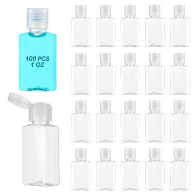 100Pcs 1oz Travel Bottles with Flip Cap, Clear Plastic Travel Size Toiletries Refillable Containers Squeeze Toiletry Bottles Portable Leak Proof Empty Cosmetic Containers for Liquid Shampoo Lotion