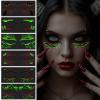 12 Pairs Glow Halloween Eye Shadow Stickers Face Makeup Patches, Luminous Eyeliner Decals Spider Web Cat Skull Bat Temporary Tattoo for Women Girls Fake Tattoos Halloween Masquerade Party Supplies view 2