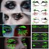 12 Pairs Glow Halloween Eye Shadow Stickers Face Makeup Patches, Luminous Eyeliner Decals Spider Web Cat Skull Bat Temporary Tattoo for Women Girls Fake Tattoos Halloween Masquerade Party Supplies view 3