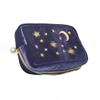 2pcs Velvet Embroidery Applique Makeup Bag Gift for Women Girl, Moon Stars Pattern Travel Cosmetic Bag Beautician Storage Bag Toiletry Pouch (blue and red) view 2
