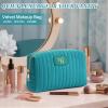 BagUrshion Monogrammed Make Up Bags for Women,Personalized Cosmetic Bags Women,Small Quilted Makeup Pouch,Cute Makeup Bag Travel,Birthday Gifts for Teen Girl (Blue R) view 2