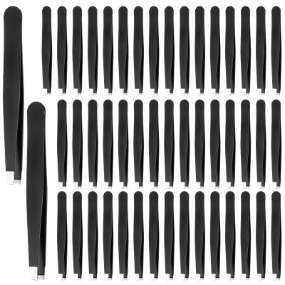 48 Pieces Eyebrow Tweezers for Women Men Slanted Precision Stainless Steel Tweezers Facial Hair Removal Ingrown Hair Eyelash Extension Plucking Blackhead