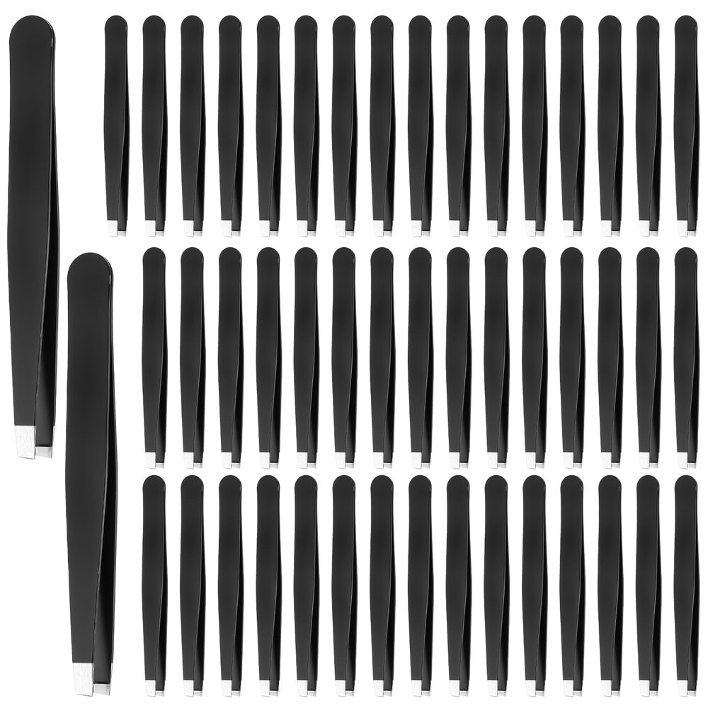 48 Pieces Eyebrow Tweezers for Women Men Slanted Precision Stainless Steel Tweezers Facial Hair Removal Ingrown Hair Eyelash Extension Plucking Blackhead
