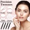 48 Pieces Eyebrow Tweezers for Women Men Slanted Precision Stainless Steel Tweezers Facial Hair Removal Ingrown Hair Eyelash Extension Plucking Blackhead view 3