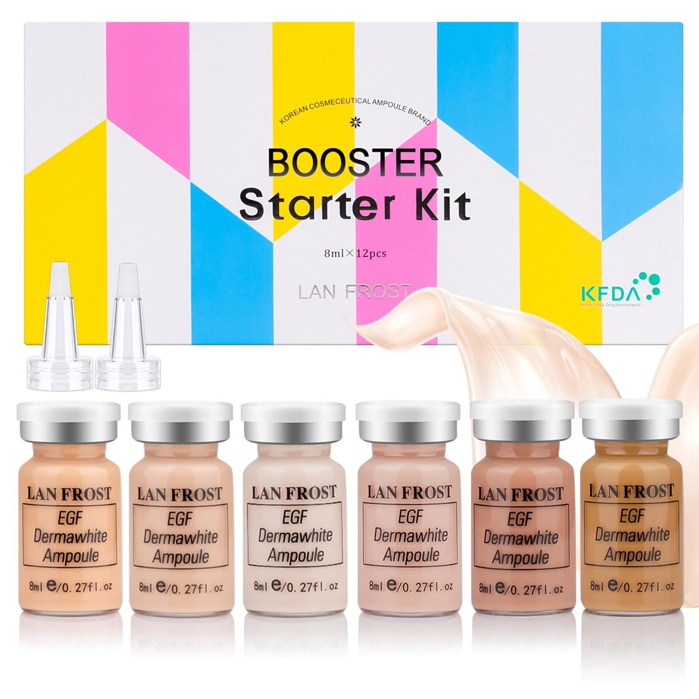 BB Facial Glow Serum Foundation Starter Kit Combined With Niacinamide and Peptides To Even Skin Tone Anti-Aging Set, 0.27oz 6 Vials Color Changing Foundation