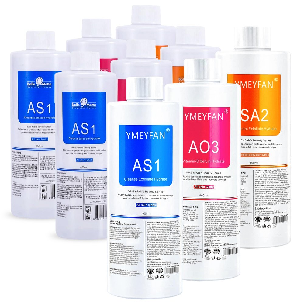 3 Set AS1 SA2 AO3 Solution for Hydrogen Machine, Aqua Peeling Solution for Exfoliate Cleansing Nourishing (9 Bottles)