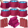 FillTouch 12 Pcs 15L Foldable Foot Soaking Tub Kit Portable Foot Bath Tub for Soaking Feet with Towel and Storage Bag Soak Spa Bucket for Travel Camping (Claret) view 1