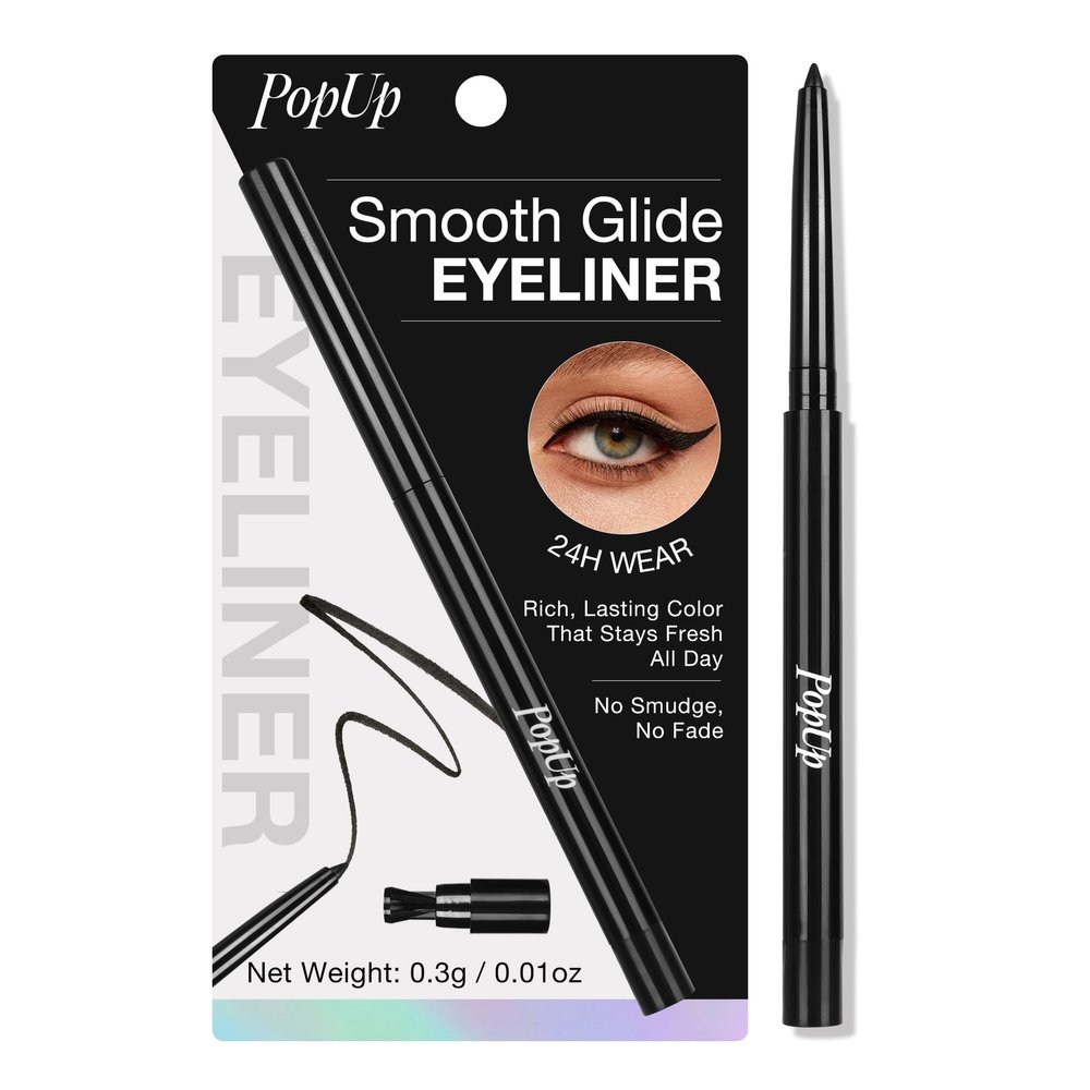 PopUp Black Eyeliner Pencils,Waterproof Gel Eyeliner Pencil Black Waterline Eye Liner Pen for Women Waterproof Smudge Proof Long-lasting (BLACK)