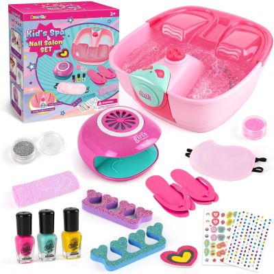 Auntyfey Kids Spa Day Kit For Girls, Spa Kit For Girls Ages 8-10-12, Kids Foot Spa Manicure Pedicure, Girls Pedicure Spa Kit For Kids With Kids Spa Set For Girls Christmas Birthday Gift