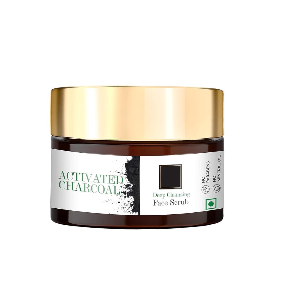 Activated Charcoal Deep Cleansing Face Scrub, 50 g | Exfoliation, Anti-Acne, Blackhead Removal | Cleansing, Moisturizing Scrub For All Skin Types | No Parabens, Sulphates, Mineral Oil