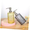 ASAKKURA Pineapple Grain Glass Pump Lotion Dispenser Bottle Refillable Shampoo Container with Stainless Steel Nozzle for Home Bathroom Travel and Toiletries Storage Yellow view 4