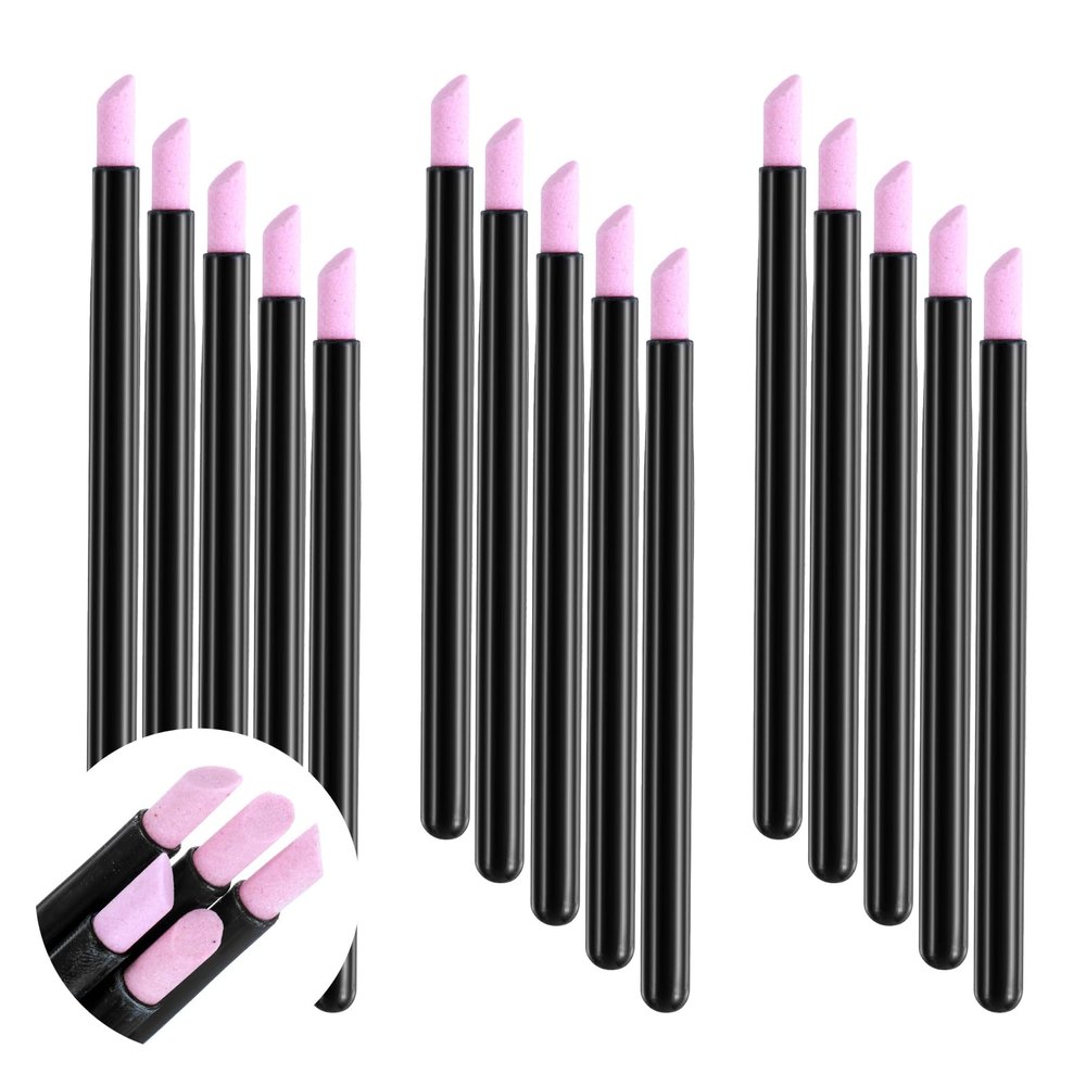15 Pcs Pumice Stone Cuticle Pusher Nail File Stone Pusher Black Plastic Handle Nail Sanding Sticks Nails Art Pen Cuticle Remover Trimmer for Fingernails Toenails Women Manicurist